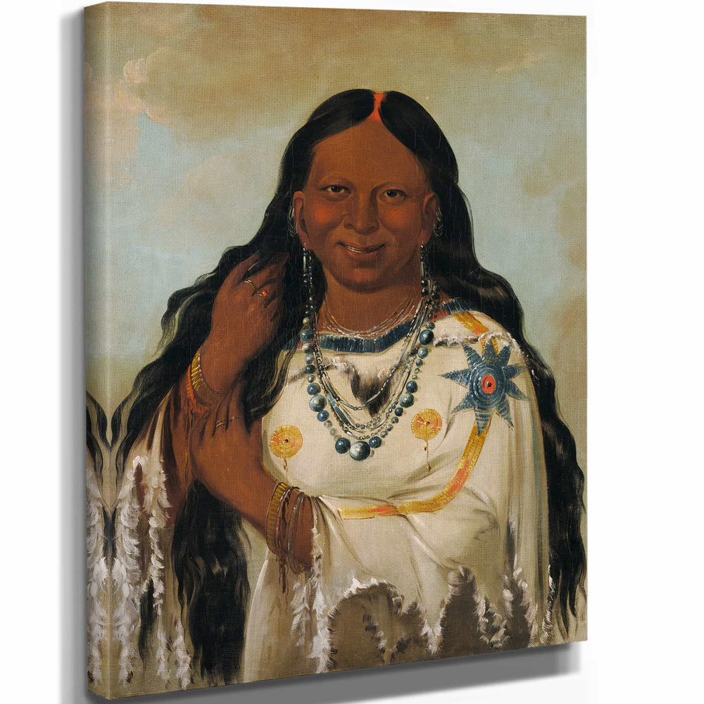 George Catlin 11" x 14" / Stretched Canvas Wrap Kay A Gis Gis A Young Woman By George Catlin