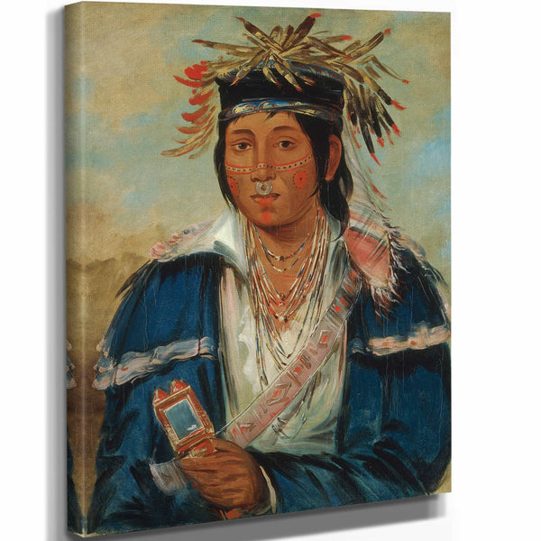 George Catlin 11" x 14" / Stretched Canvas Wrap Kee Mo Ra Nia No English A Dandy By George Catlin