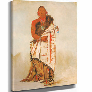 George Catlin 11" x 14" / Stretched Canvas Wrap Ki Ho Go Waw Shu Shee Brave Chief Chief Of The Tribe By George Catlin