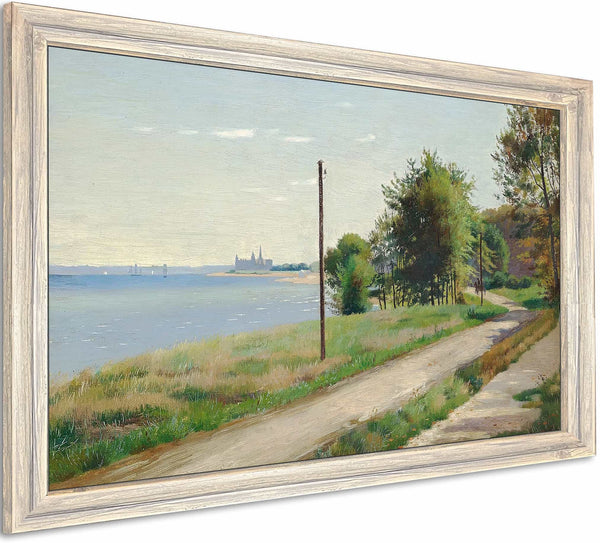 Kystlandskab Med Kronborg I Baggrunden Sommer By Carl Carlsen