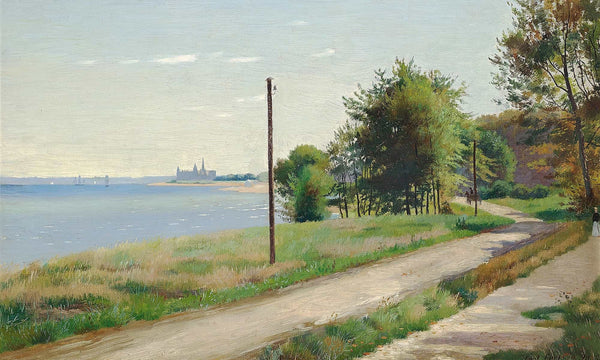 Carl Carlsen Kystlandskab Med Kronborg I Baggrunden Sommer By Carl Carlsen