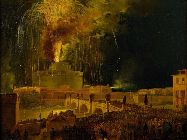 Ippolito Caffi La Girandola Fireworks From Castel Santangelo In Rome By Ippolito Caffi