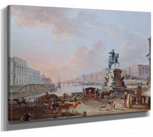 La Monnaie Le Pont Royal Et Le Louvre Vus Du Terre Plein Du Pont Neuf By Jean Baptiste Lallemand