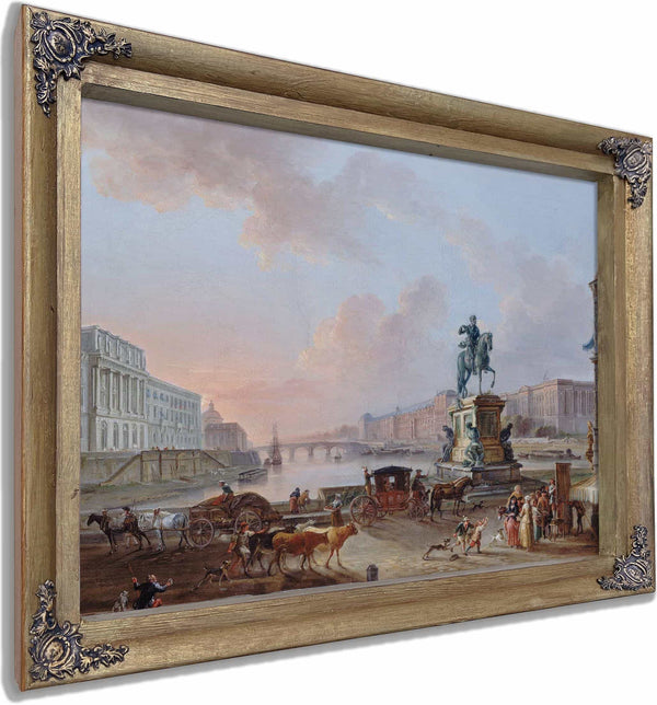 La Monnaie Le Pont Royal Et Le Louvre Vus Du Terre Plein Du Pont Neuf By Jean Baptiste Lallemand