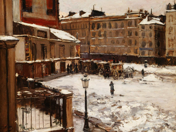 Emile Louis Mathon La Place Pigalle Sous La Neige By Emile Louis Mathon