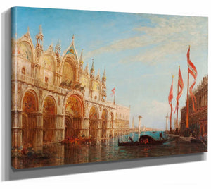 Felix Ziem 14" x 11" / Stretched Canvas Wrap La Place Saint Marc Inondation De 1863 By Felix Ziem