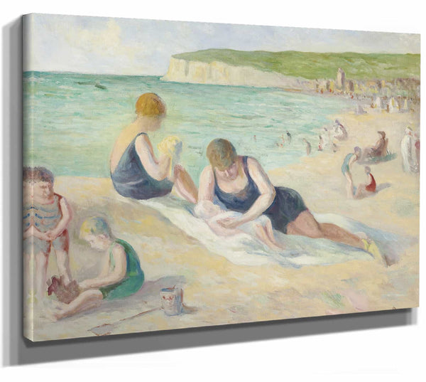 Maximilien Luce 14" x 11" / Stretched Canvas Wrap La Plage De Mers Les Bains By Maximilien Luce