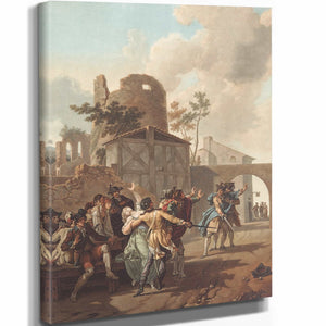 Charles Melchior Descourtis 11" x 14" / Stretched Canvas Wrap La Rixe By Charles Melchior Descourtis