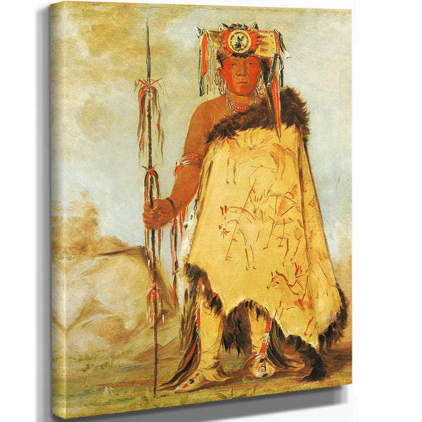 George Catlin 11" x 14" / Stretched Canvas Wrap La Wee Re Coo Re Shaw Wee War Chief A Republican Pawnee By George Catlin