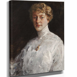 William Merritt Chase 11" x 14" / Stretched Canvas Wrap Lady In A White Blouse By William Merritt Chase