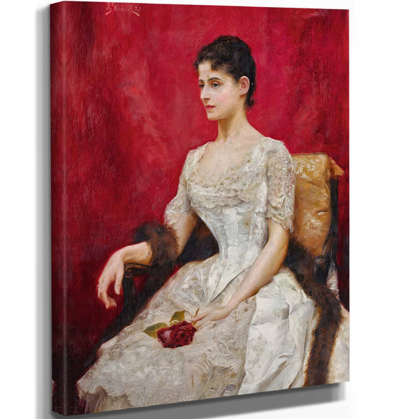 Julius Leblanc Stewart 11" x 14" / Stretched Canvas Wrap Lady In White By Julius Leblanc Stewart