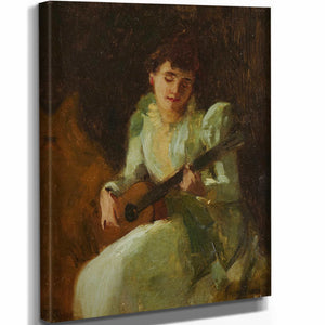 William Merritt Chase Lady Playing Guitar By William Merritt Chase