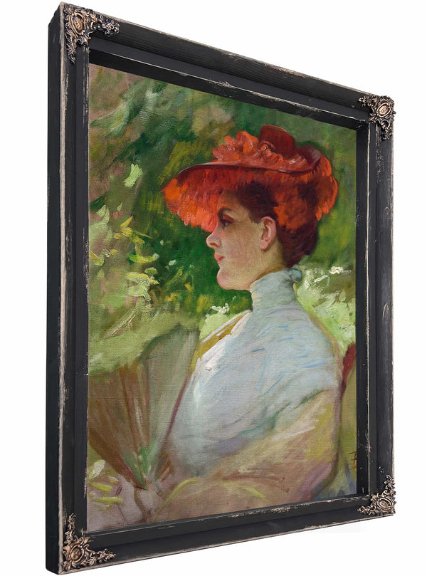 Lady With A Red Hat By Frank Duveneck