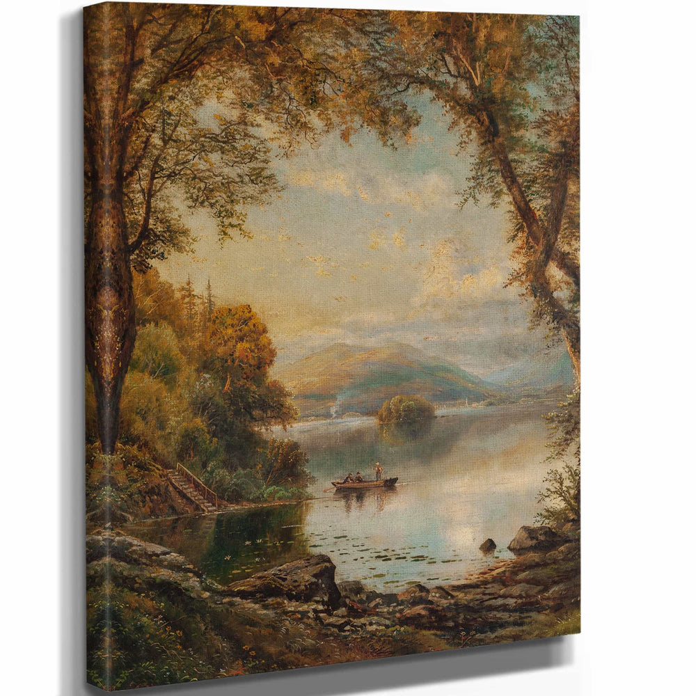 Edmund Darch Lewis Lake Landscape With Fishermen By Edmund Darch Lewis