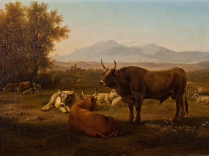 Abraham Teerlink Landscape With Cattle By Abraham Teerlink