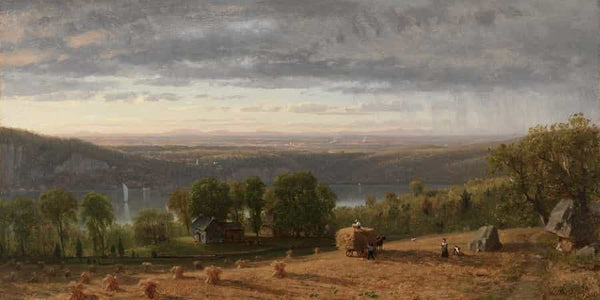 Worthington Whittredge Landscape With Haywain By Worthington Whittredge