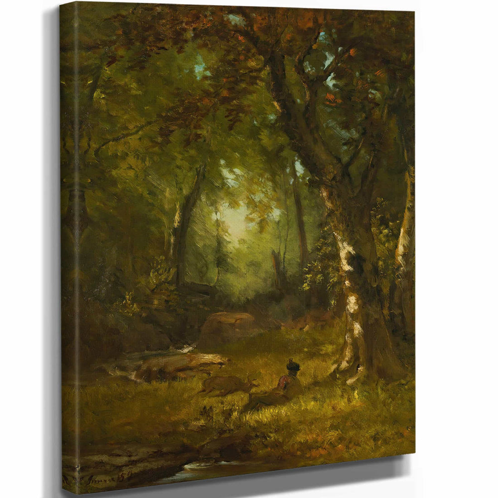 George Inness Landscape With Huntsman By George Inness