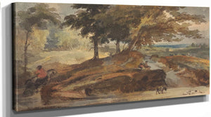 Thomas Sully Landscape With Knoll With Trees Figure On Horseback By Thomas Sully