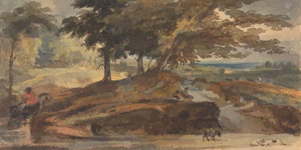 Thomas Sully Landscape With Knoll With Trees Figure On Horseback By Thomas Sully