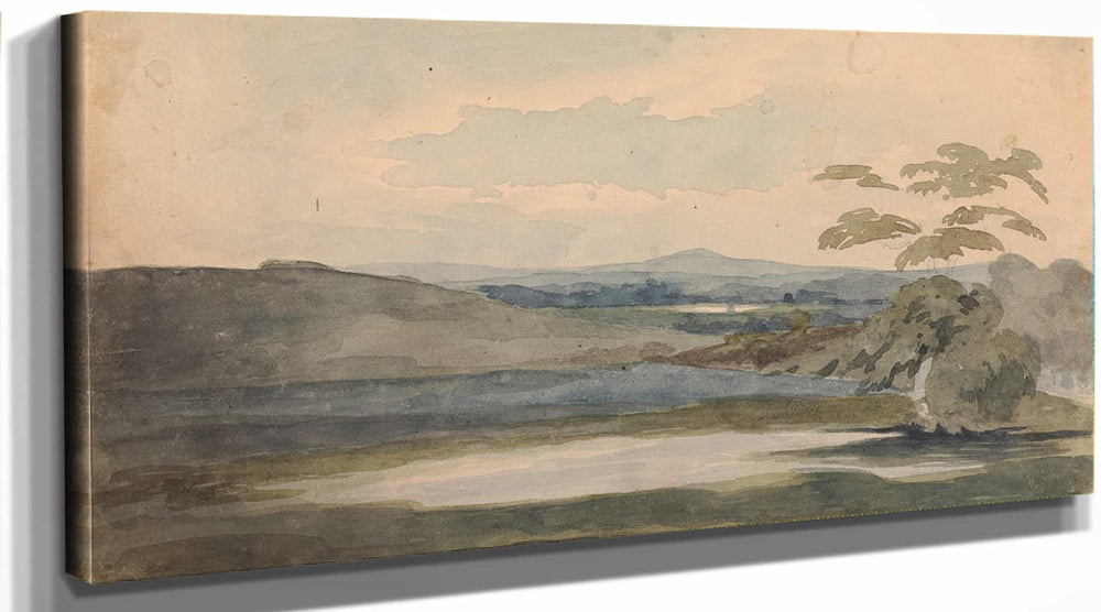 Thomas Sully Landscape With Trees And Mountains Lake In Foreground By Thomas Sully