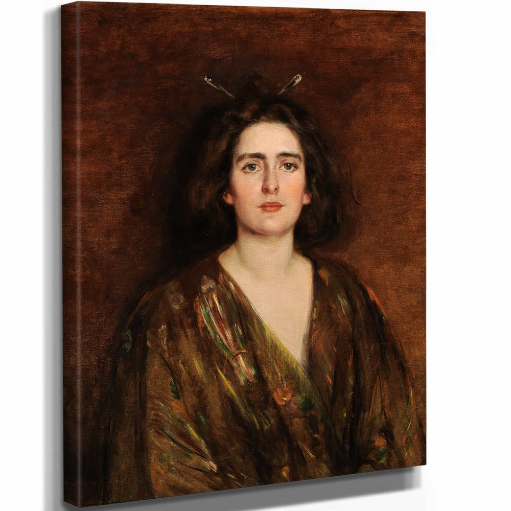 Alice Pike Barney 11" x 14" / Stretched Canvas Wrap Laura At Sixteen By Alice Pike Barney