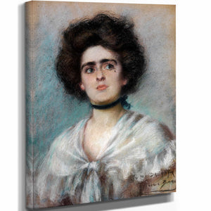 Alice Pike Barney 11" x 14" / Stretched Canvas Wrap Laura In Fichu By Alice Pike Barney