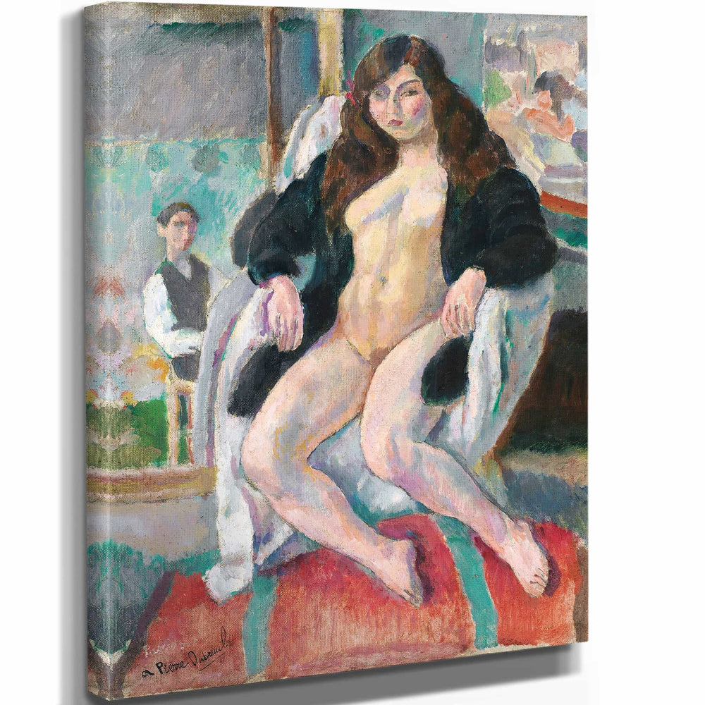 Jules Pascin 11" x 14" / Stretched Canvas Wrap Le Peintre Et Son Modele By Jules Pascin