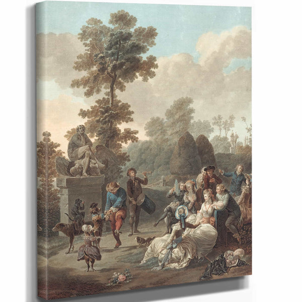 Charles Melchior Descourtis 11" x 14" / Stretched Canvas Wrap Le Tambourin By Charles Melchior Descourtis