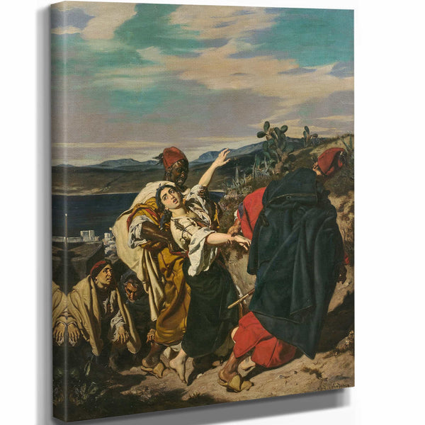 Alfred Dehodencq 11" x 14" / Stretched Canvas Wrap Lenlevement Dune Femme Juive By Alfred Dehodencq