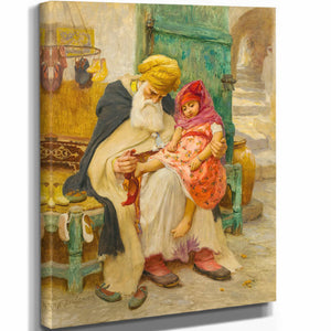 Frederick Arthur Bridgman 11" x 14" / Stretched Canvas Wrap Les Babouches By Frederick Arthur Bridgman