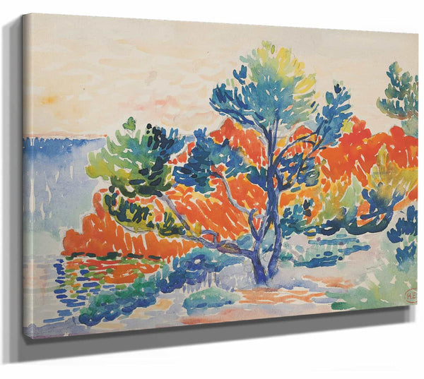 Henri Edmond Cross 14" x 11" / Stretched Canvas Wrap Les Roches Rouges A Agay By Henri Edmond Cross