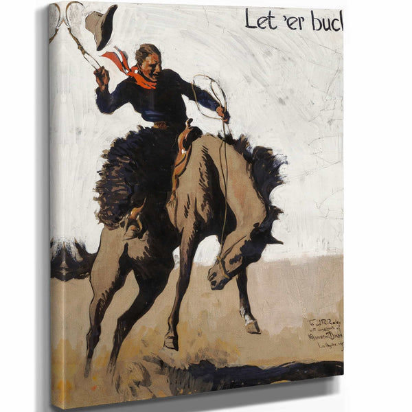 Maynard Dixon 11" x 14" / Stretched Canvas Wrap Let Er Buck Pendleton Round Up By Maynard Dixon