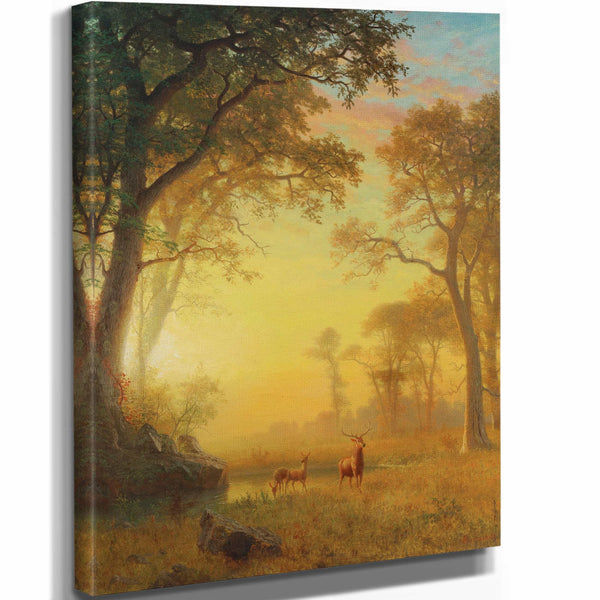 Albert Bierstadt Light In The Forest By Albert Bierstadt