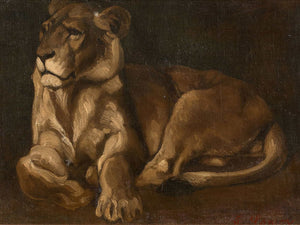 Auguste Lancon Lionne Couchee By Auguste Lancon