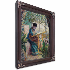 Madame Monet Embroidering By Claude Monet