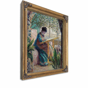 Madame Monet Embroidering By Claude Monet