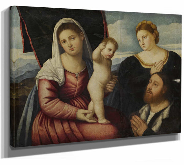 Madonna And Child With Two Donors By Bernardino Licinio