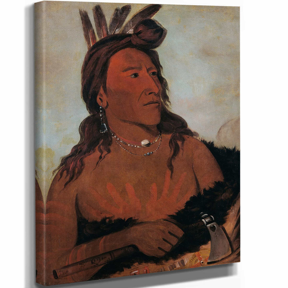 George Catlin 11" x 14" / Stretched Canvas Wrap Mah To Che Ga Little Bear A Hunkpapa Brave By George Catlin