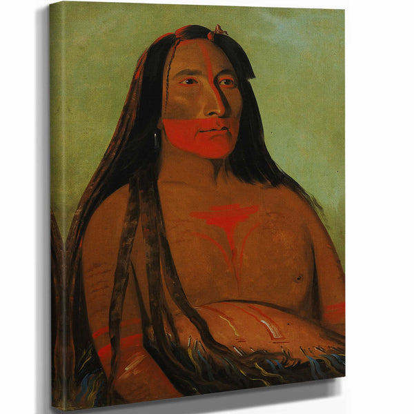 George Catlin 11" x 14" / Stretched Canvas Wrap Mah To Toh Pa Four Bears Second Chief In Mourning By George Catlin