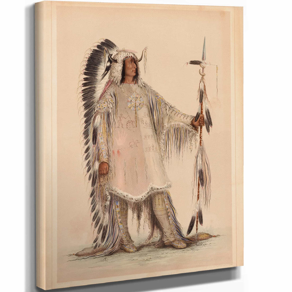 George Catlin 11" x 14" / Stretched Canvas Wrap Mah To Toh Pa The Mandan Chief By George Catlin