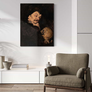 Frank Duveneck Man Holding A Skull By Frank Duveneck