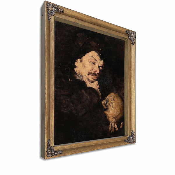 Man Holding A Skull By Frank Duveneck