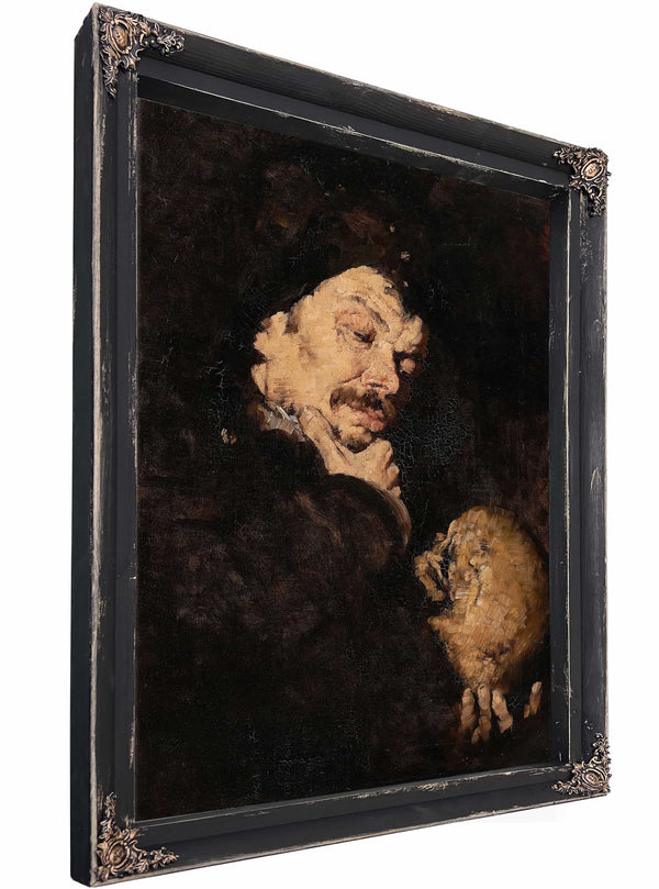 Man Holding A Skull By Frank Duveneck