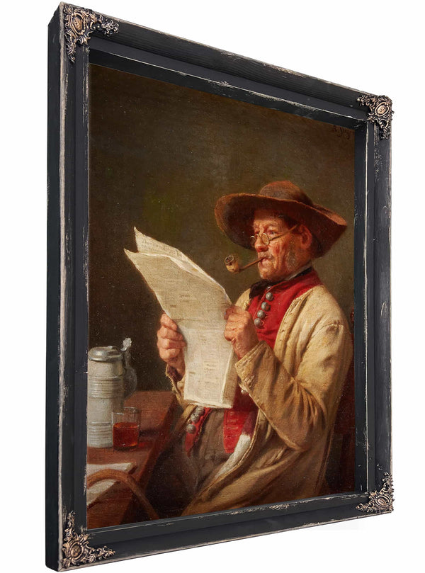 Man Reading The News By August Friedrich Siegert