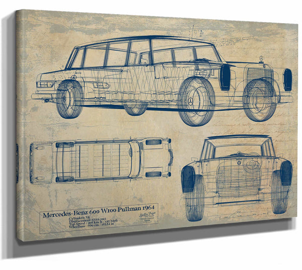 Mercedes Benz 600 w100 Pullman 1964 Wall Art from Bella Frye.