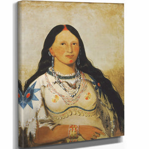 George Catlin 11" x 14" / Stretched Canvas Wrap Mi Neek Ee Sunk Te Ka Mink A Beautiful Girl By George Catlin