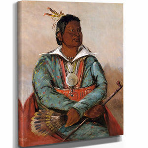 George Catlin 11" x 14" / Stretched Canvas Wrap Mo Sho La Tub Bee He Who Puts Out And Kills Chief Of The Tribe By George Catlin