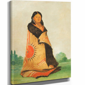 George Catlin 11" x 14" / Stretched Canvas Wrap Mong Shong Sha Bending Willow Wife Of Great Chief By George Catlin