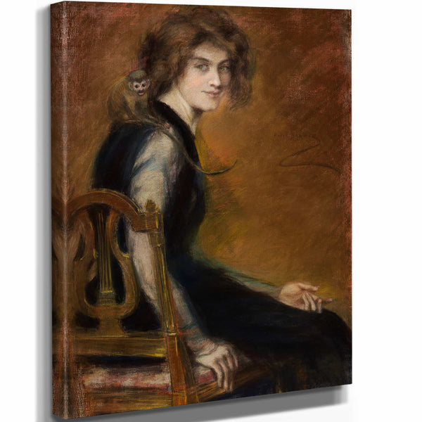 Alice Pike Barney 11" x 14" / Stretched Canvas Wrap Monkey Pet By Alice Pike Barney