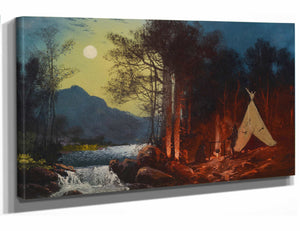 Carl Wimar Moonlight Encampment By Carl Wimar